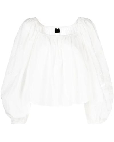 Pinko Camicia bianca con maniche a palloncino in broderie anglaise - Bianco