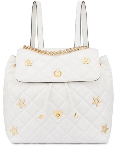 Pollini Gesteppter weißer glänzender rucksack mit goldenen metall-details