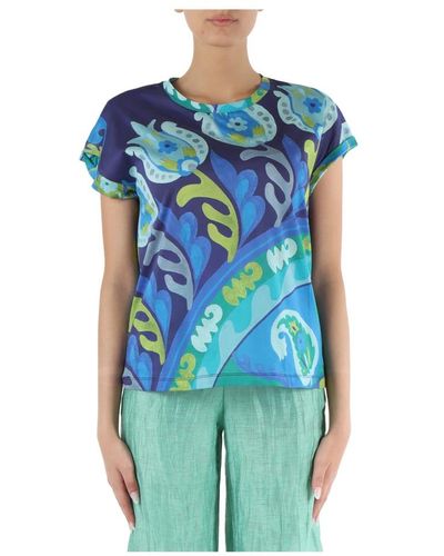 Maliparmi Baumwoll-t-shirt mit fortuna's prints - Blau