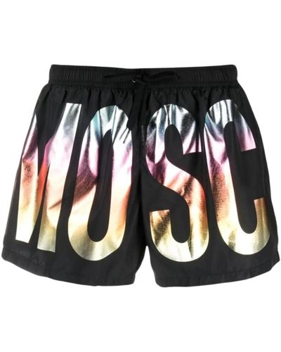 Moschino Schwarzer metallic-badeanzug mit kordelzug,casual shorts