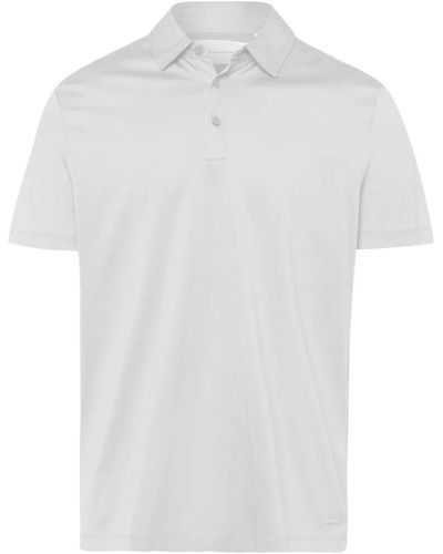 Baldessarini Polo t-shirt uomo con chiusura a bottoni e etichetta in pelle - Bianco