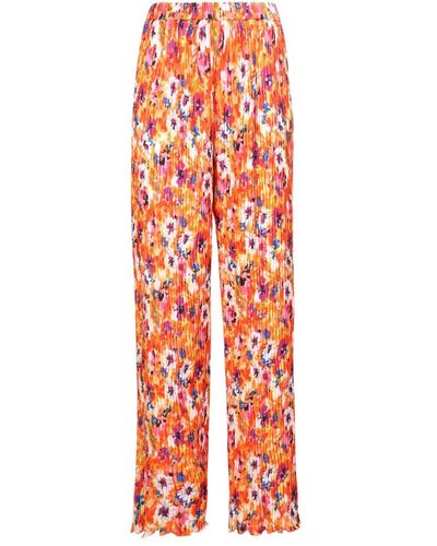 MSGM Pantalones de estampado floral - Naranja