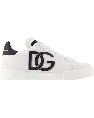 Dolce & Gabbana Logo-print sneakers - leder - schwarz/weiß