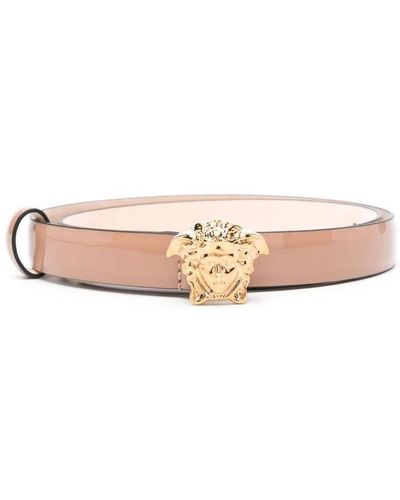 Versace Beiger ledergürtel mit goldener schnalle - Pink