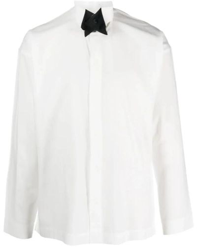 Issey Miyake Camicia a maniche lunghe con colletto a contrasto - Bianco