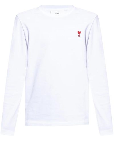 Ami Paris T-shirt with long sleeves - Bianco