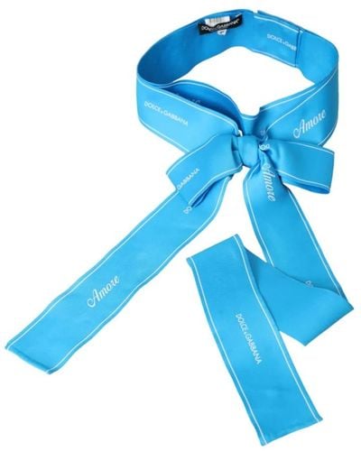 Dolce & Gabbana Polyester Amore Wide Waist Belt - Blue