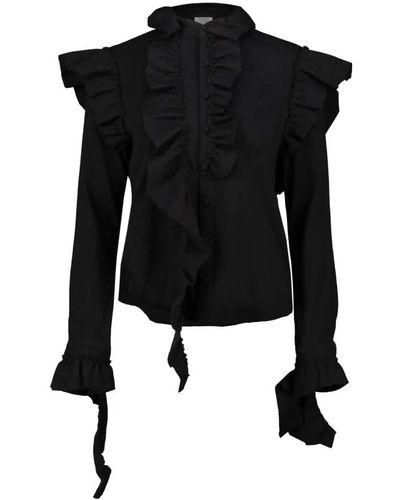 Vetements Blusa de jersey con volantes crudos - Negro