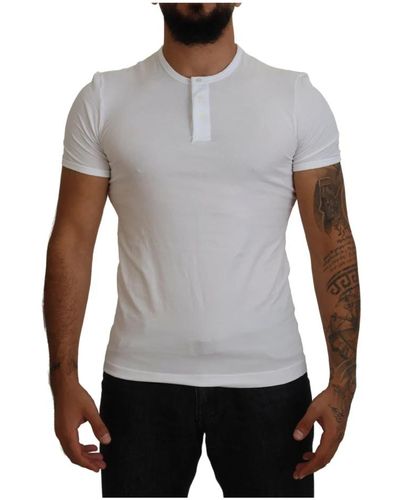 Dolce & Gabbana Weiße baumwollknopfleiste t-shirt - Grau