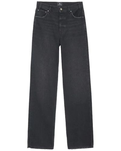 Anine Bing Shadow grey roy jeans - gerade pform, mittlere leibhöhe - Grau