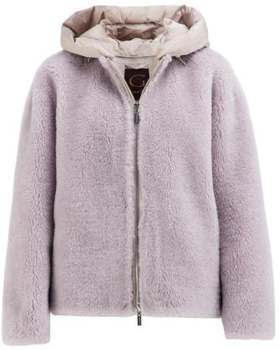 Gimo's Pure new wool woman jacket in lilac sheepskin effect - Viola