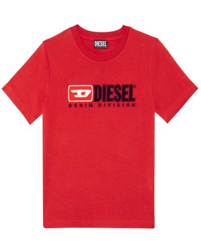 DIESEL T-shirt mit fleece-patches - Rot