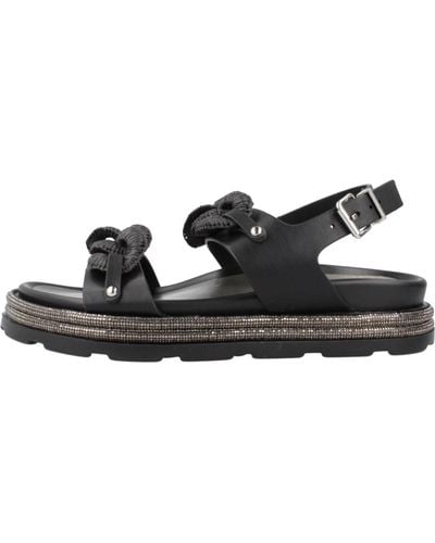 CafeNoir Stilvolle flache sandalen mit doppeltem c - Schwarz