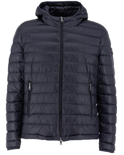 Paul & Shark Ultraleichte daunenjacke mit abnehmbarer kapuze - Blau