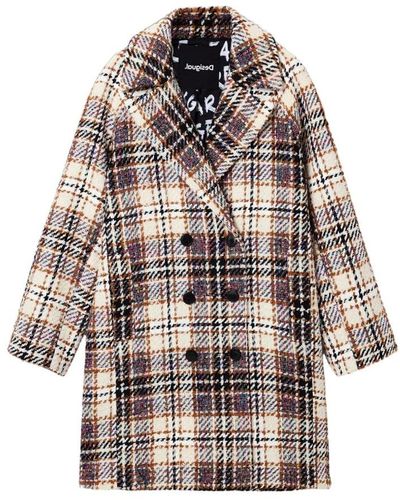Desigual Double-Breasted Coats - Brown