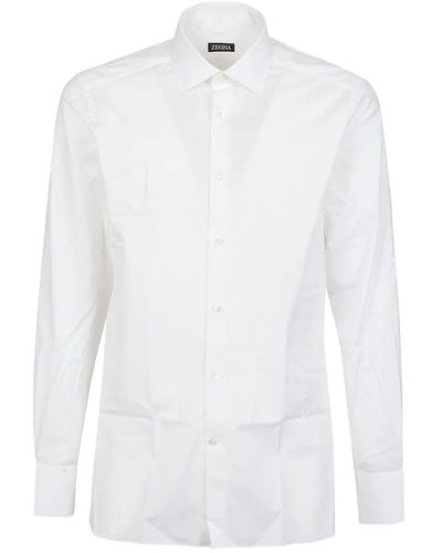 ZEGNA Luxus maßgeschneidertes langarmhemd - Weiß