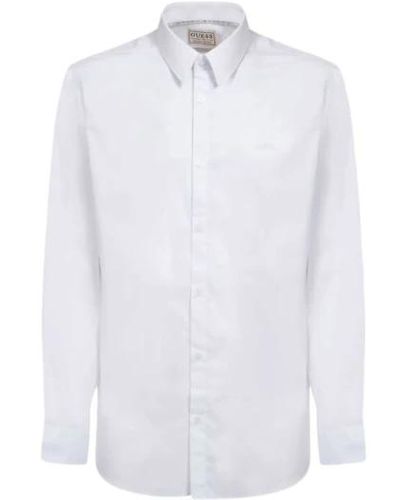 Guess Camicia classica slim fit in cotone elasticizzato - Bianco