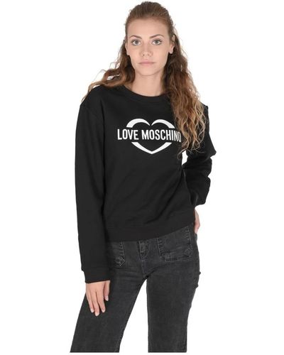 Love Moschino Schwarzer baumwoll-sweatshirt mit einlage