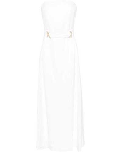 Genny Maxi dresses,weiße bustier wickelkleid mit taillengürtel