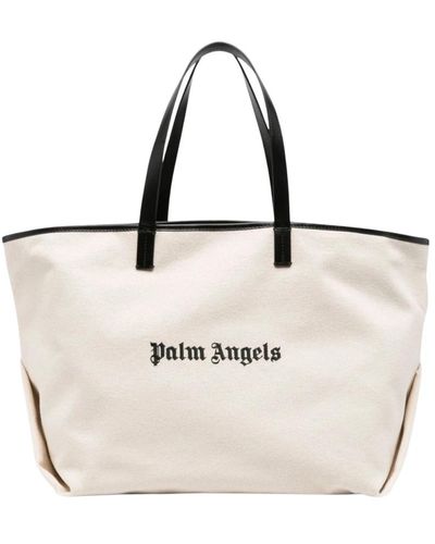 Palm Angels Logo tote tasche - stilvoll und geräumig - Natur