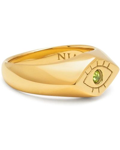 Nialaya Evil eye signet ring - Gelb