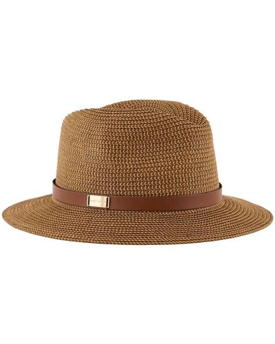 Emporio Armani Sombrero de cuero marrón tejido bicolor