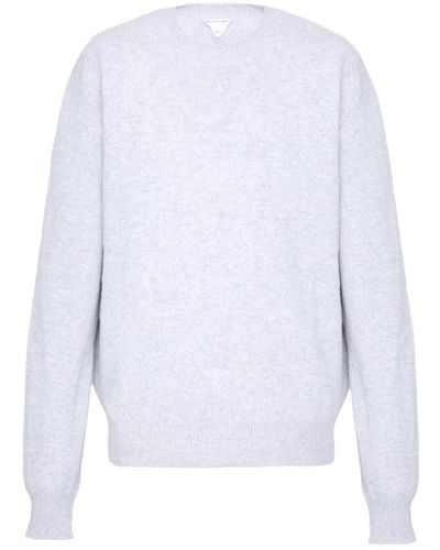 Bottega Veneta Graue sweaters mit intrecciato leder patches,round-neck knitwear - Weiß