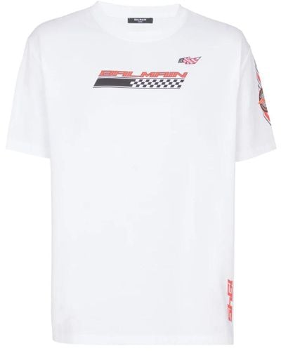 Balmain T-shirt mit racing-print - Weiß