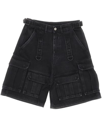Vetements Shorts de denim cargo con bolsillos múltiples - Negro