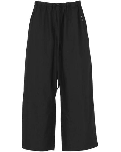 Yohji Yamamoto Pantaloni in cotone neri con vita elastica - Nero