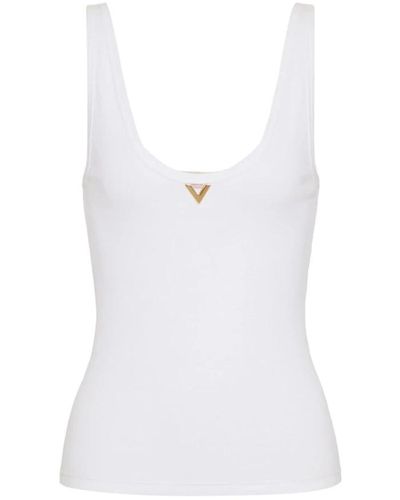 Valentino Weiße ärmellose top mit gold-tone logo