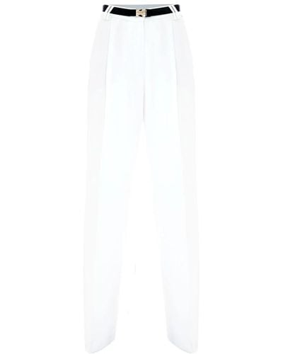 Kocca Eleganti pantaloni larghi con cintura - Bianco