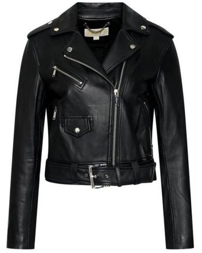 Michael Kors Leather Jackets - Black