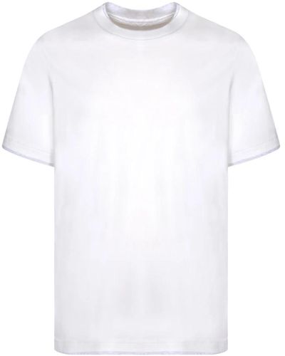 Brunello Cucinelli Weiße baumwoll-t-shirt rundhals kurze ärmel
