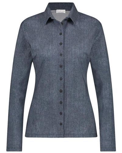 Jane Lushka Camisa sofisticada con botones en denim azul