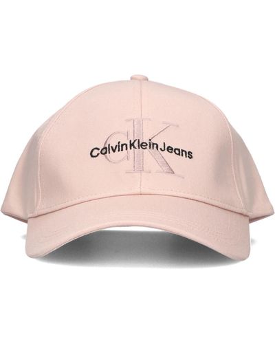 Calvin Klein Monogram cap rosa stylischer look,monogram cap weiß organische baumwolle - Pink