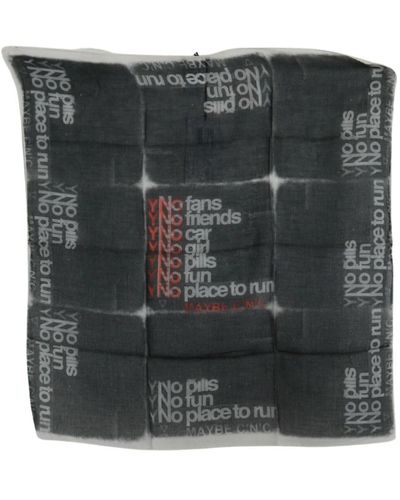 CoSTUME NATIONAL Sciarpa in lana grigio scuro con marchio foulard - Nero