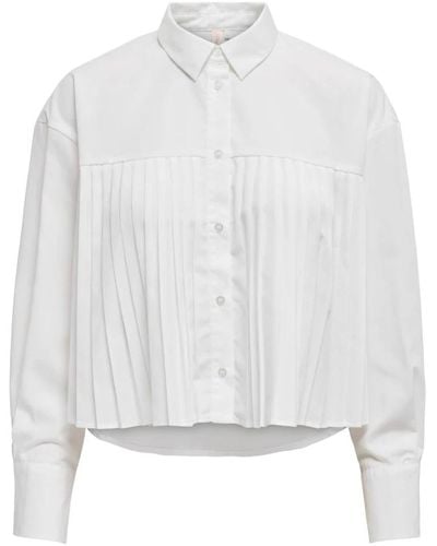 ONLY Mila plisse hemd top - Weiß