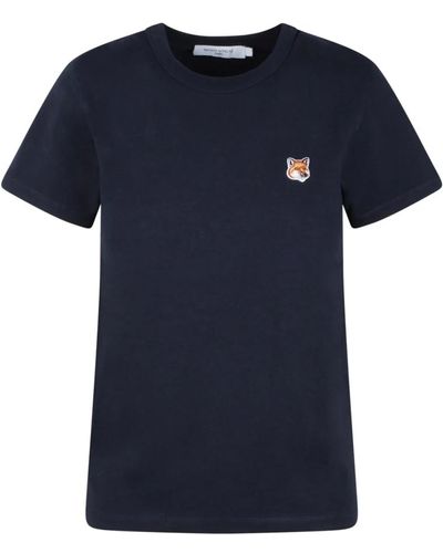 Maison Kitsuné Fuchs kopf patch t-shirt - Blau