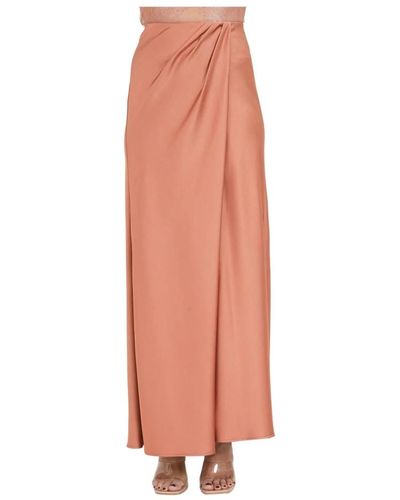 Pinko Elegante falda larga cruzada en marrón - Rosa