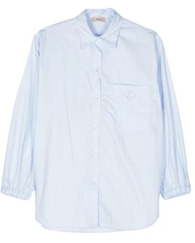 Herno Camicia in popeline di cotone blu chiaro