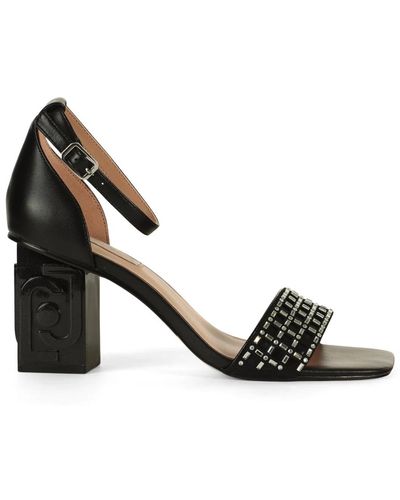Liu Jo Leder sandalen mit strass - Schwarz