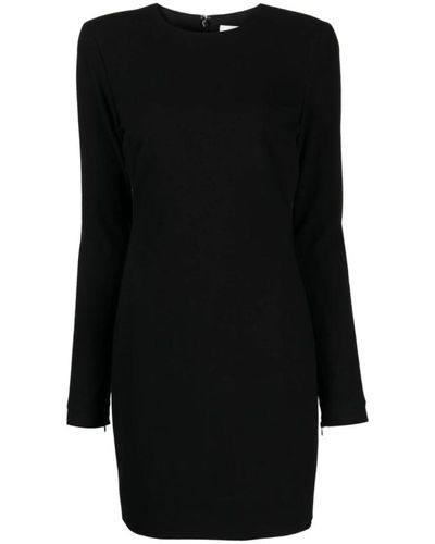 Victoria Beckham Vestido negro de mezcla de lana con diseño elástico