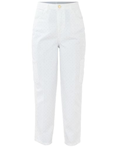 Kocca Pantaloni a pois in cotone con tasche - Bianco