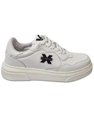 John Richmond Sneakers in pelle bianca con logo laterale - Grigio