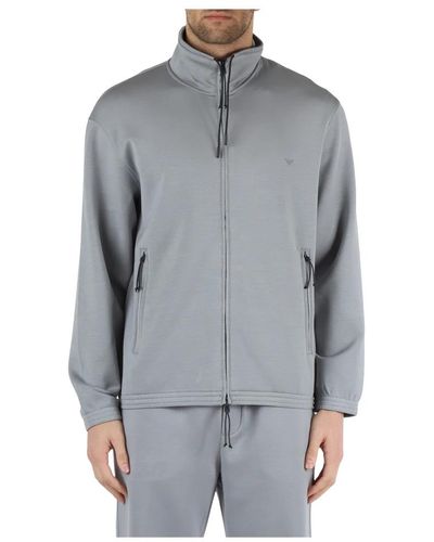 Emporio Armani Reise essentials reißverschluss sweatshirt aus doppel-jersey - Grau