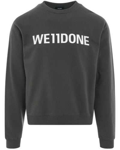 we11done Langarm sweatshirt mit logo-print - Grau