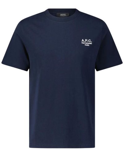 A.P.C. Besticktes baumwoll-t-shirt - Blau