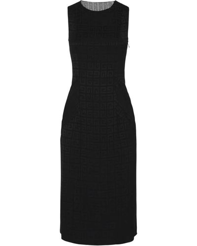 Givenchy Vestido negro de jacquard 4g con tul y drapeado
