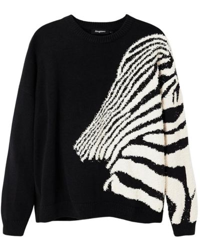 Desigual Oversized pullover mit zebra-design - Schwarz